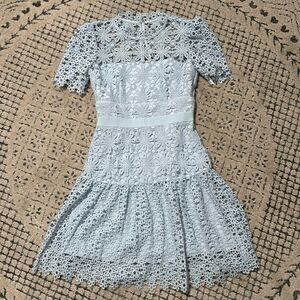 Self-Portrait Light Blue Lace Mini Dress